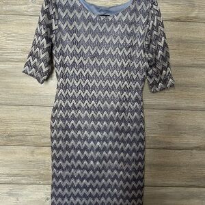 Connected Apparel Purple and Silver Chevron Dress